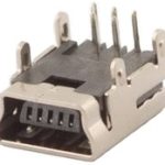 Mini USB Ženski za print montažu pod uglom 5 pina