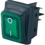 Prekidač 16A/250V DPST 30,2x22mm On-Off IP65 Zeleni