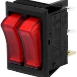 Wip prekidac dupli sa sijalicom crveni 2x10A 250V 6-pin